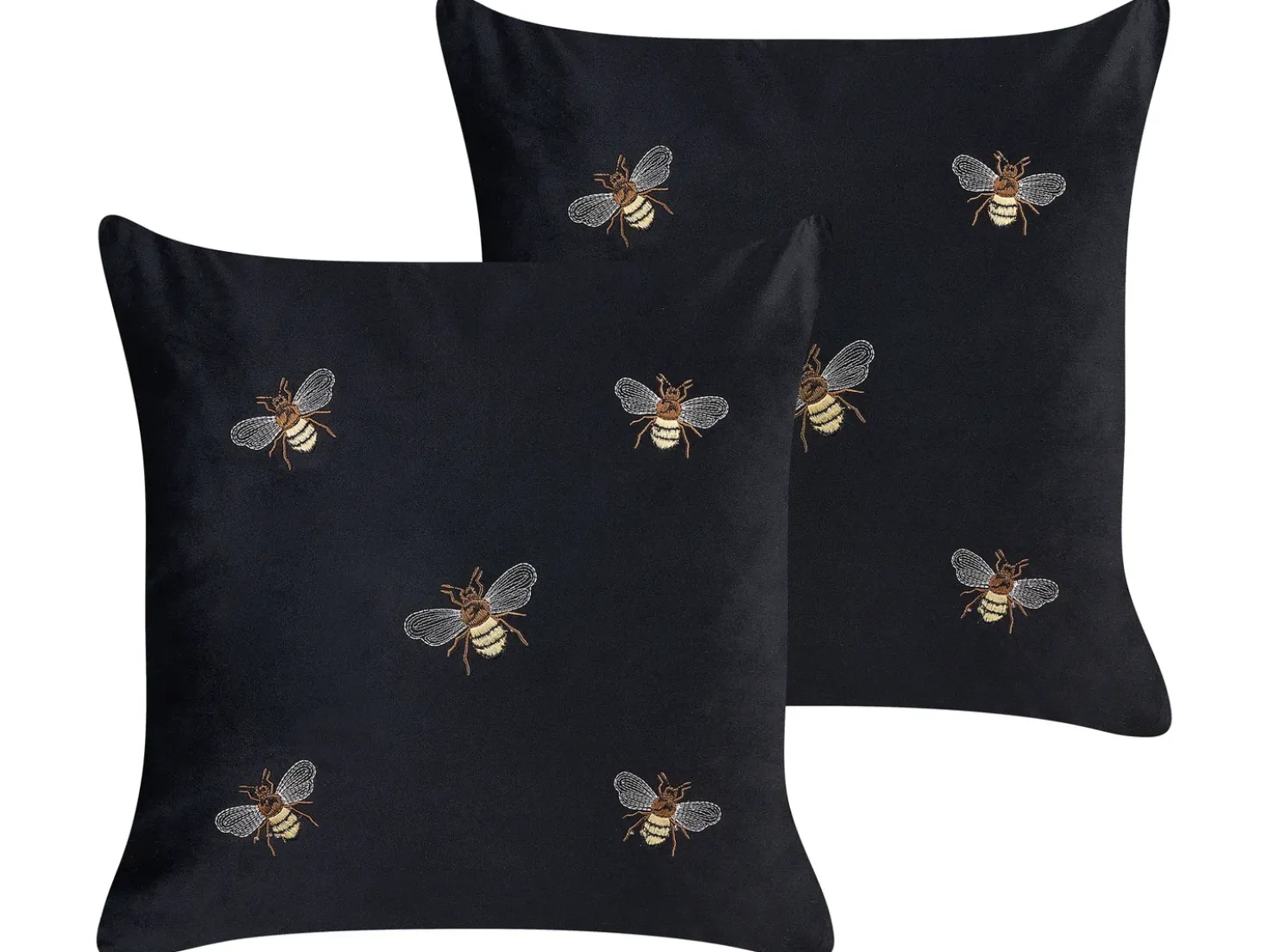 Set di 2 cuscini TALINUM Velluto 45 x 45 cm Nero Trama animale