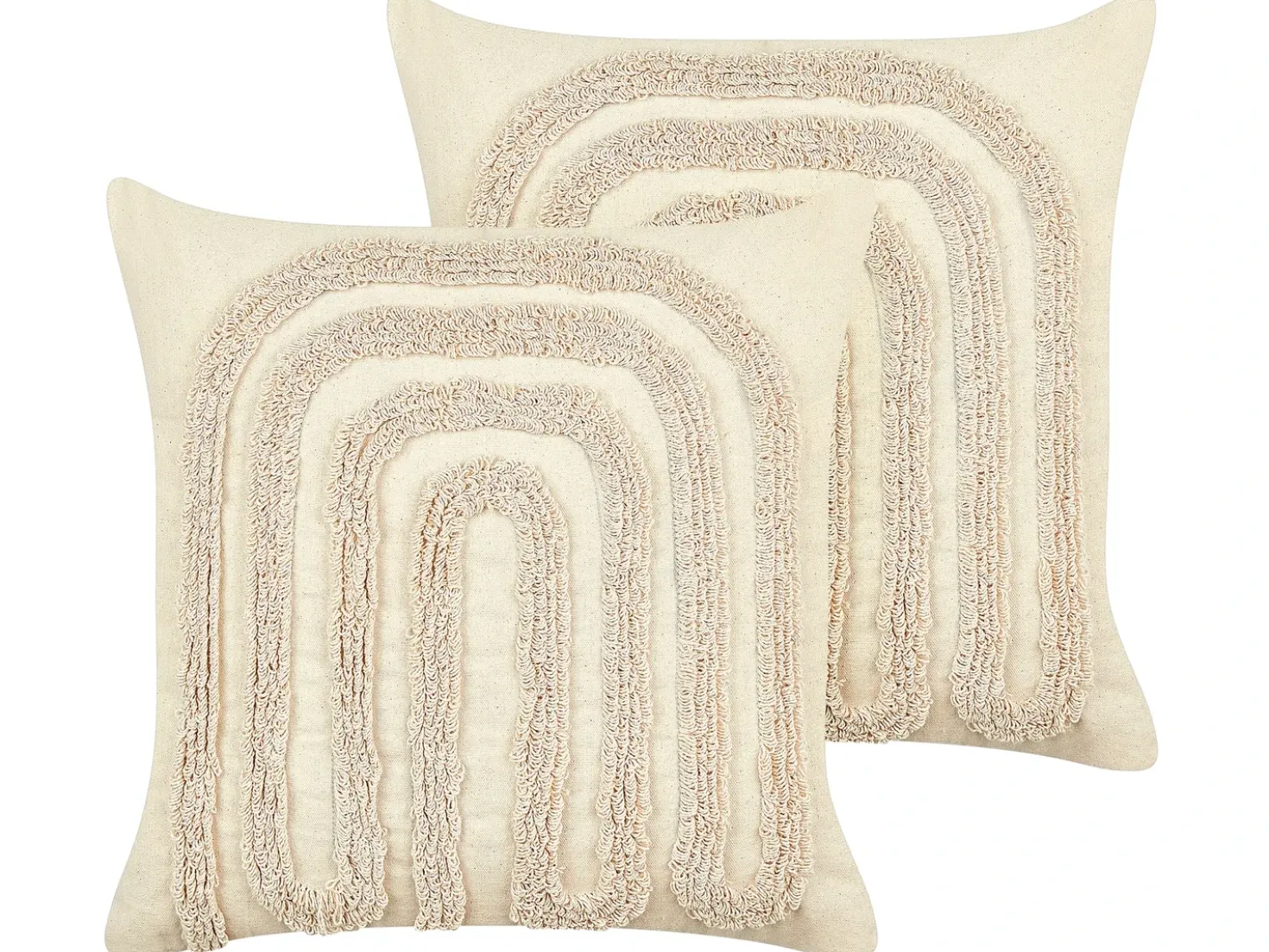 Set di 2 cuscini TATSOI Cotone 45 x 45 cm Beige Trama geometrica
