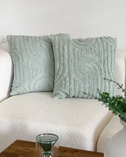 Set di 2 cuscini TELLIMA Cotone 45 x 45 cm Verde menta Trama geometrica