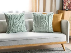 Set di 2 cuscini TELLIMA Cotone 45 x 45 cm Verde menta Trama geometrica