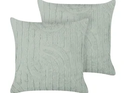 Set di 2 cuscini TELLIMA Cotone 45 x 45 cm Verde menta Trama geometrica