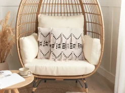 Set di 2 cuscini THONDI Cotone 45 x 45 cm Beige A strisce