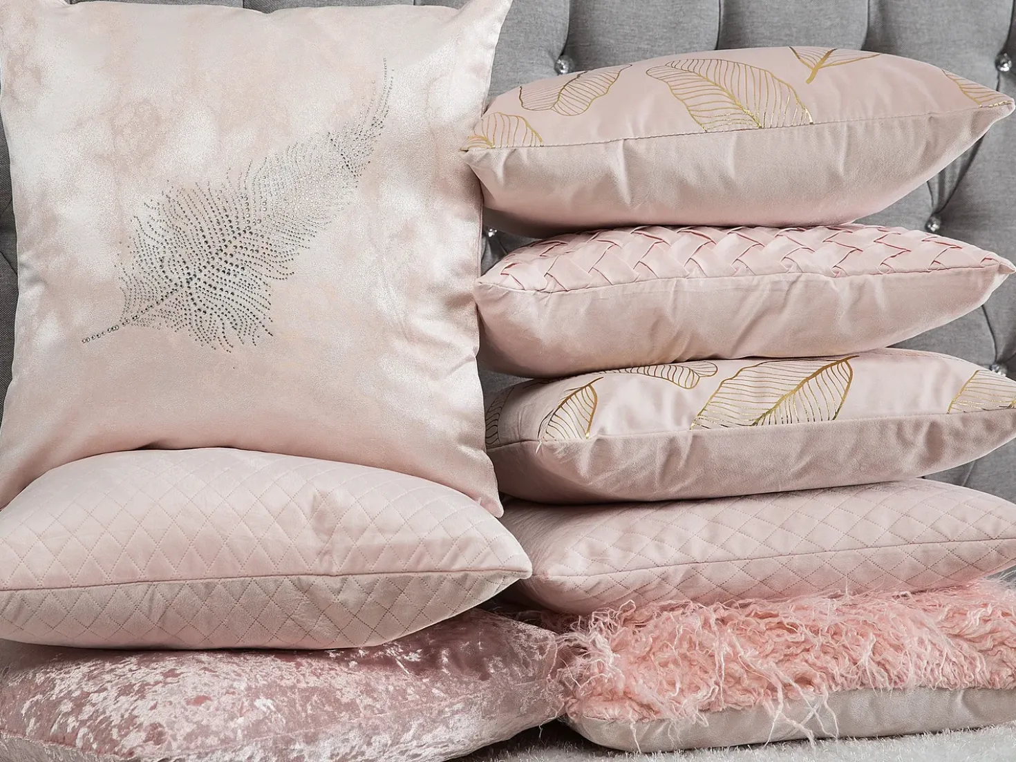 Set di 2 cuscini TITHONIA 45 x 45 cm Rosa Trama Chevron