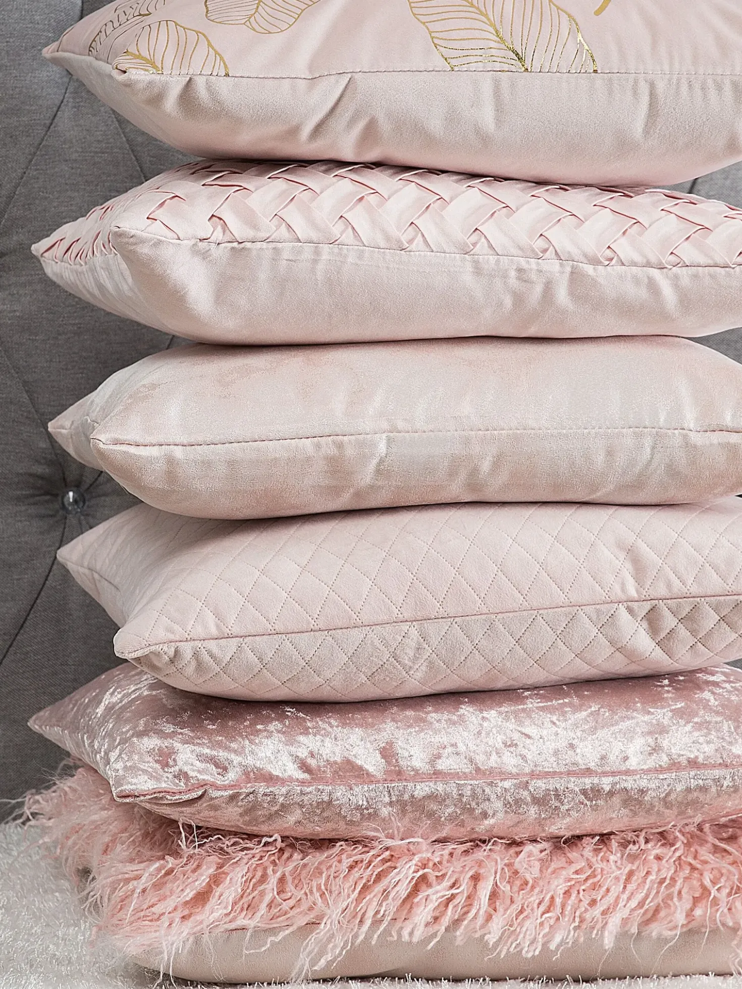 Set di 2 cuscini TITHONIA 45 x 45 cm Rosa Trama Chevron
