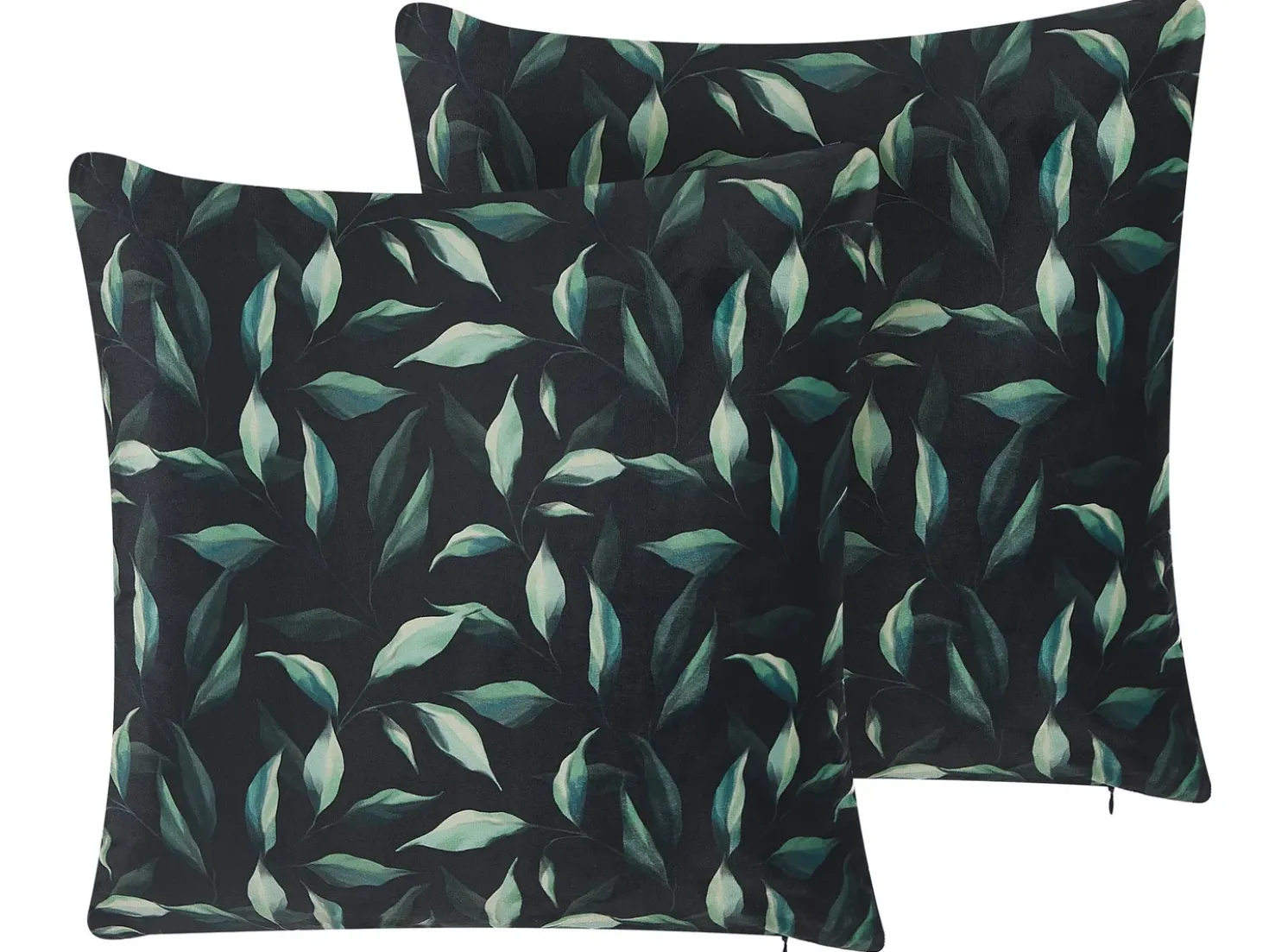 Set di 2 cuscini TOADFLAX Velluto 45 x 45 cm Verde Nero Trama di piante