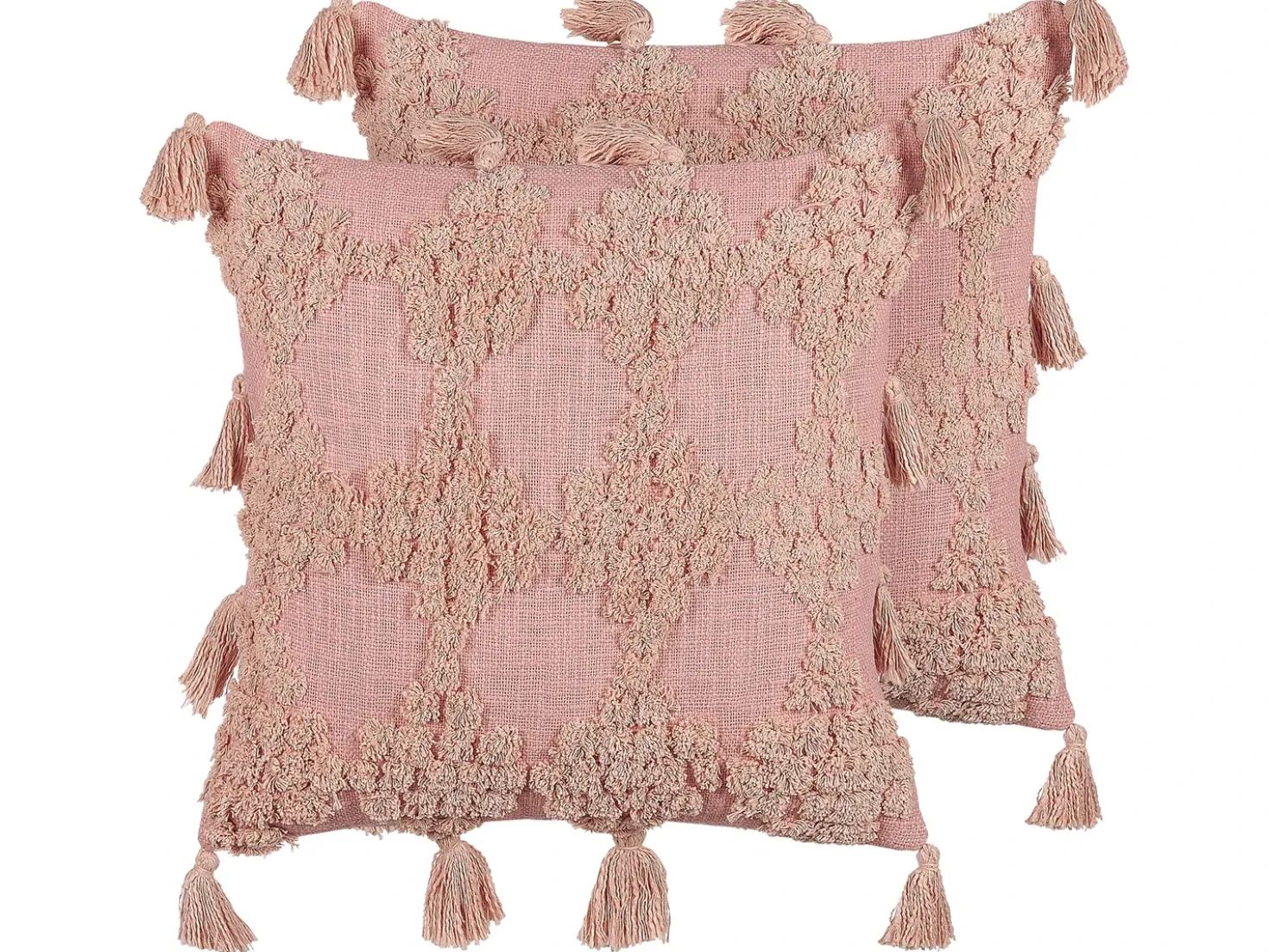 Set di 2 cuscini TORENIA Cotone 45 x 45 cm Rosa Trama geometrica