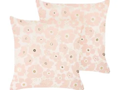 Set di 2 cuscini TRITELEIA Velluto 45 x 45 cm Rosa Trama floreale