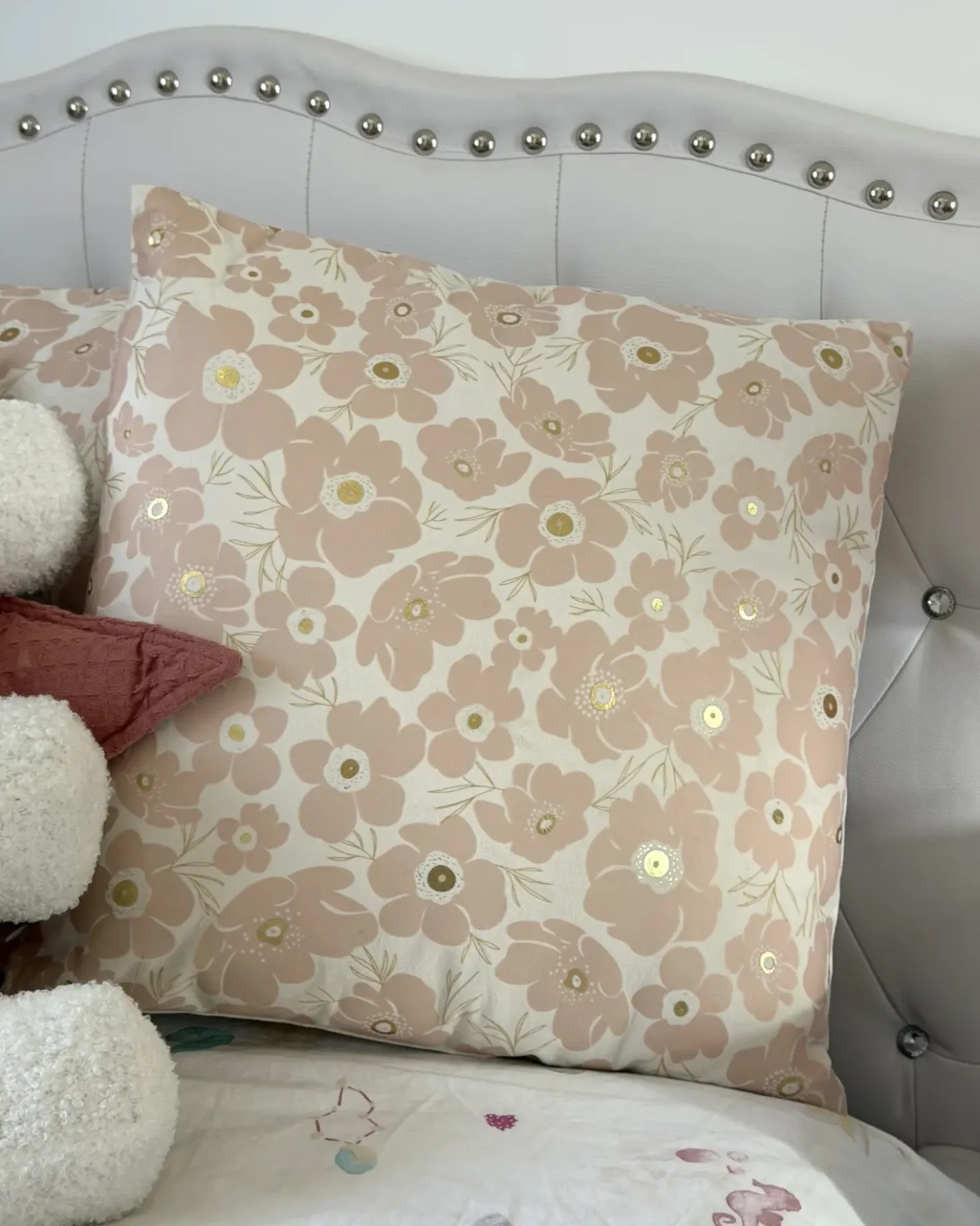 Set di 2 cuscini TRITELEIA Velluto 45 x 45 cm Rosa Trama floreale