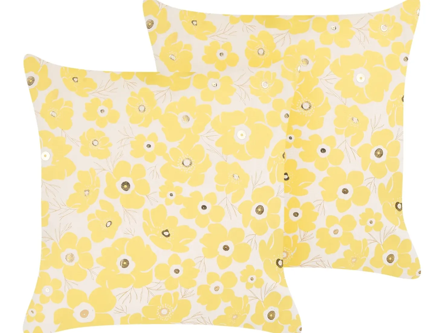 Set di 2 cuscini TRITELEIA Velluto 45 x 45 cm Giallo Trama floreale