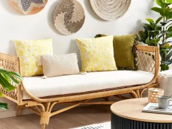 Set di 2 cuscini TRITELEIA Velluto 45 x 45 cm Giallo Trama floreale