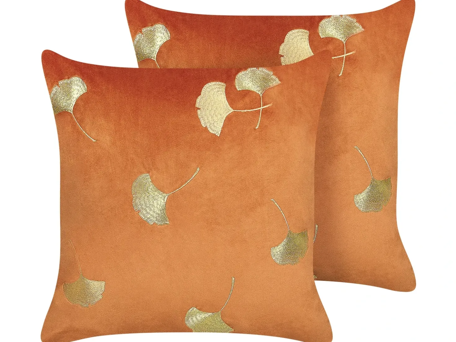Set di 2 cuscini TULIP Velluto 45 x 45 cm Arancione Trama di piante