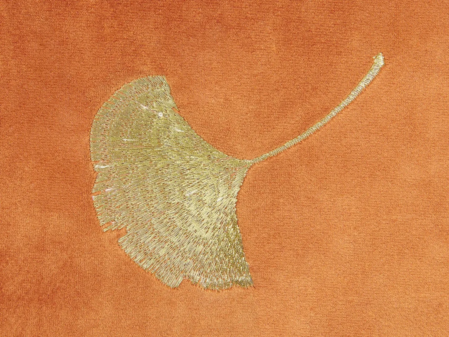 Set di 2 cuscini TULIP Velluto 45 x 45 cm Arancione Trama di piante