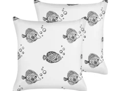 Set di 2 cuscini TWEEDIA Cotone 45 x 45 cm Bianco