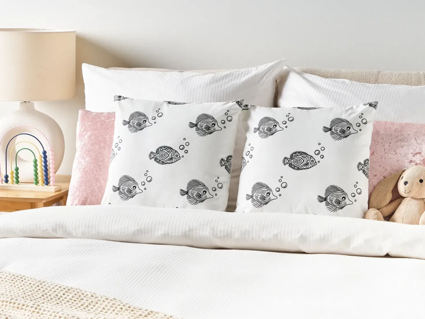 Set di 2 cuscini TWEEDIA Cotone 45 x 45 cm Bianco