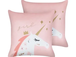 Set di 2 cuscini UNIOLA Velluto 45 x 45 cm Rosa