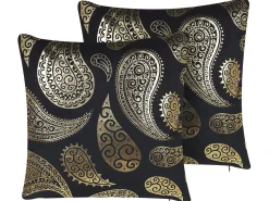 Set di 2 cuscini URSINIA Velluto 45 x 45 cm Oro Trama orientale