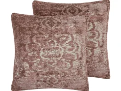 Set di 2 cuscini VAKAYAR Cotone 45 x 45 cm Rosa Trama floreale