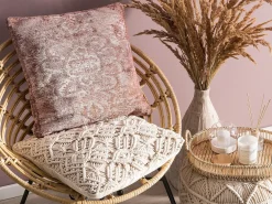 Set di 2 cuscini VAKAYAR Cotone 45 x 45 cm Rosa Trama floreale