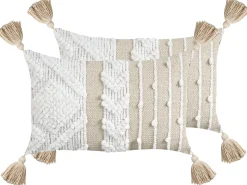 Set di 2 cuscini VALVARIA Cotone 30 x 50 cm Bianco sporco Trama Chevron