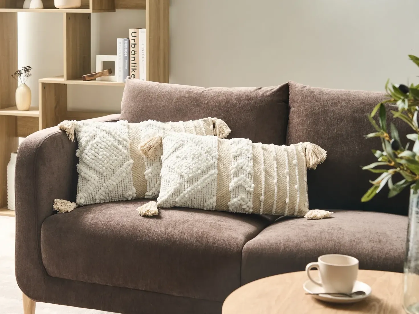 Set di 2 cuscini VALVARIA Cotone 30 x 50 cm Bianco sporco Trama Chevron