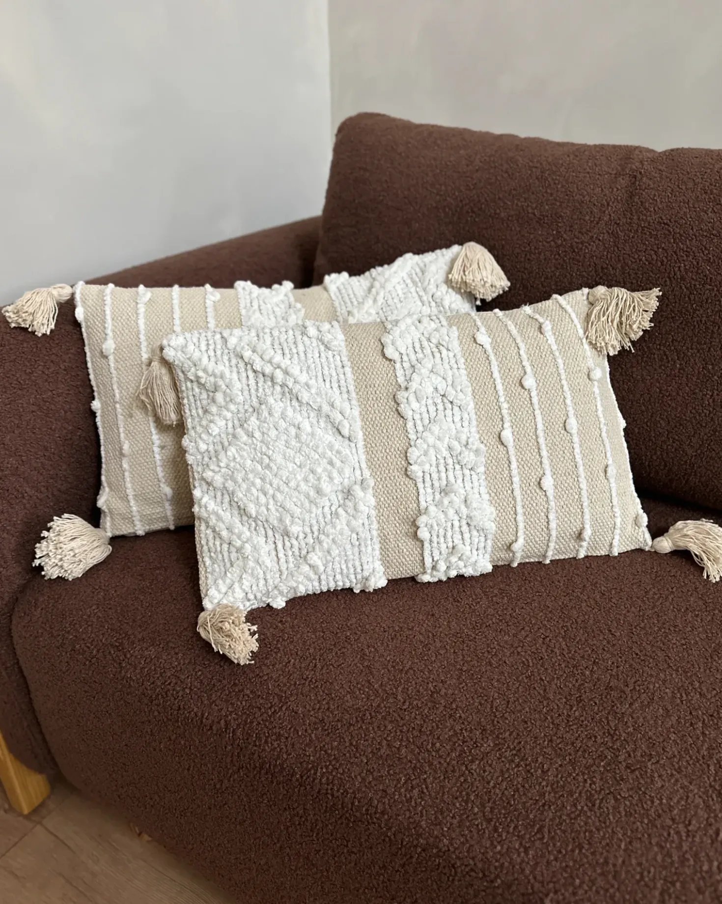 Set di 2 cuscini VALVARIA Cotone 30 x 50 cm Bianco sporco Trama Chevron