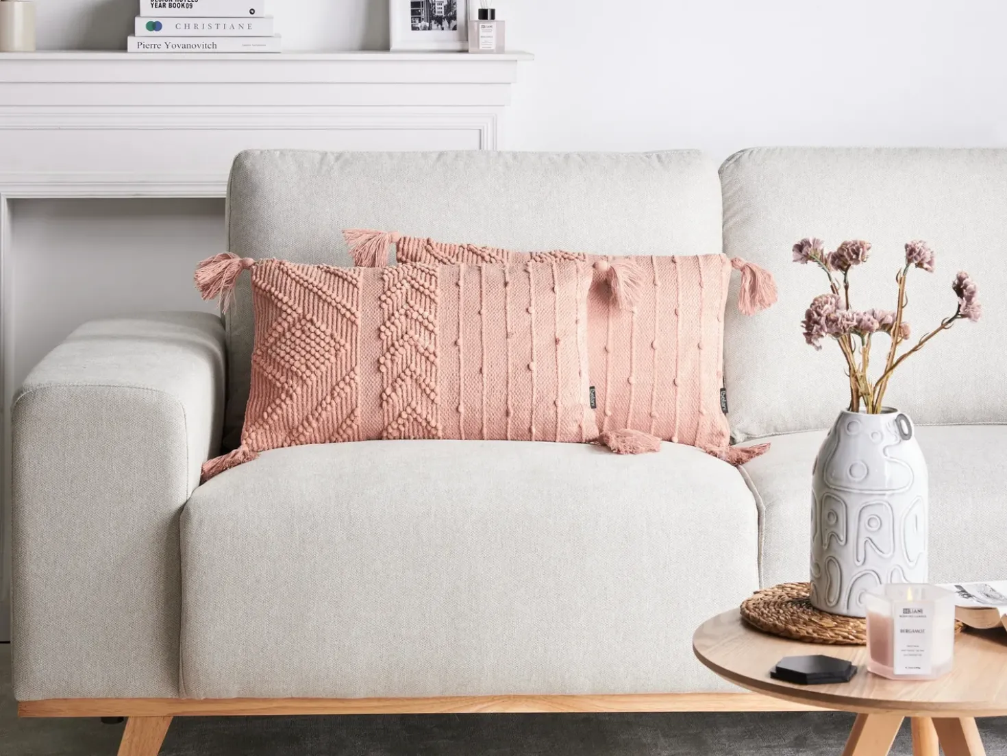 Set di 2 cuscini VALVARIA Cotone 30 x 50 cm Rosa pesca Trama Chevron