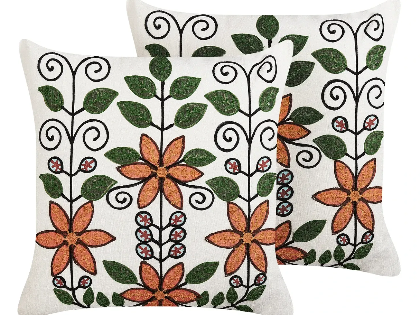 Set di 2 cuscini VELLORE Cotone 50 x 50 cm Multicolore Trama floreale
