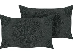 Set di 2 cuscini VELOOR Cotone 30 x 50 cm Grigio scuro Trama orientale