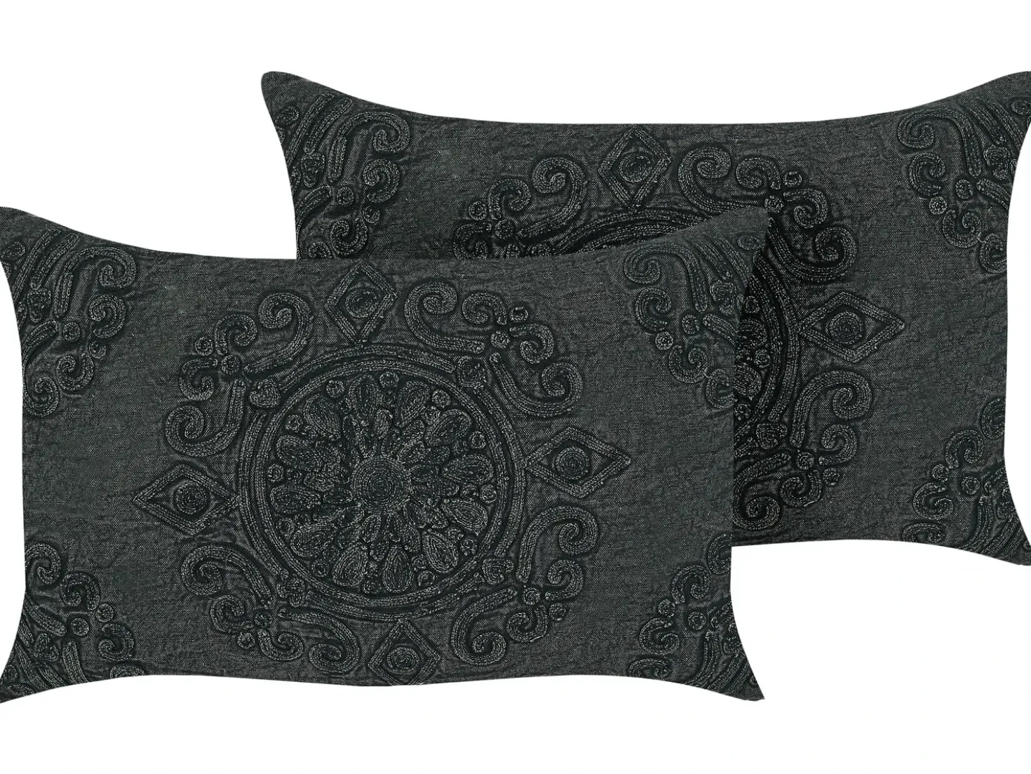 Set di 2 cuscini VELOOR Cotone 30 x 50 cm Grigio scuro Trama orientale