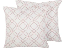 Set di 2 cuscini VERBENA Cotone 45 x 45 cm Rosa Trama geometrica