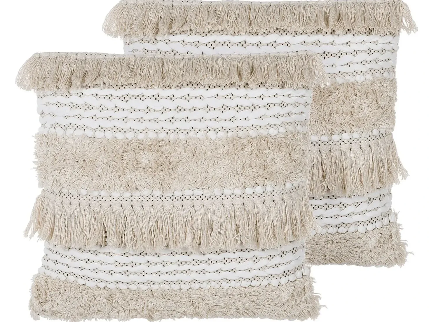 Set di 2 cuscini VILLUR Cotone 45 x 45 cm Beige A strisce
