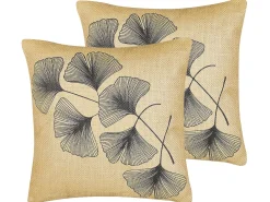 Set di 2 cuscini WAKAD 45 x 45 cm Beige Trama di piante