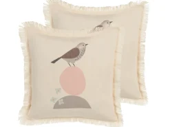 Set di 2 cuscini WATTLE 60 x 60 cm Beige chiaro Trama animale