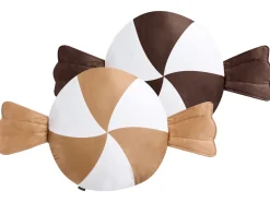 Set di 2 cuscini WHIRL CANDY Tessuto 60 x 60 cm Marrone/Bianco Modello natalizio