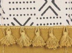 Set di 2 cuscini WOODI Cotone 45 x 45 cm Giallo Bianco Trama geometrica