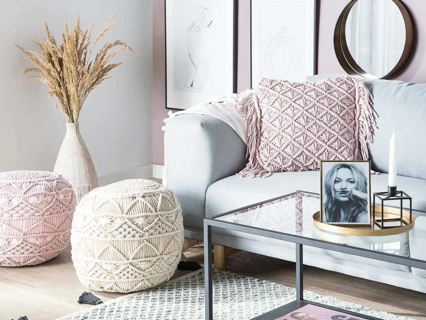 Set di 2 cuscini YANIKLAR Cotone 40 x 40 cm Rosa Trama geometrica