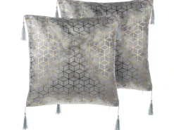 Set di 2 cuscini YARINA 45 x 45 cm Grigio Trama geometrica