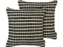Set di 2 cuscini YONCALI Cotone 45 x 45 cm Nero Trama a scacchi