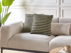 Set di 2 cuscini YONCALI Cotone 45 x 45 cm Nero Trama a scacchi