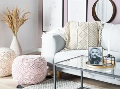 Set di 2 cuscini YORTAN Cotone 45 x 45 cm Beige chiaro Trama geometrica