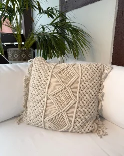 Set di 2 cuscini YORTAN Cotone 45 x 45 cm Beige chiaro Trama geometrica
