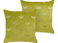 Set di 2 cuscini YUZURI Velluto 45 x 45 cm Verde chiaro Trama animale