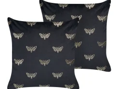 Set di 2 cuscini YUZURI Velluto 45 x 45 cm Nero Trama animale