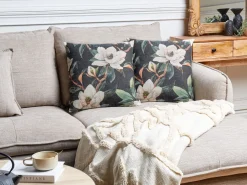Set di 2 cuscini ZAHRIYE 45 x 45 cm Nero Trama floreale