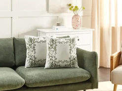 Set di 2 cuscini ZALEYA Cotone 45 x 45 cm Bianco Trama floreale