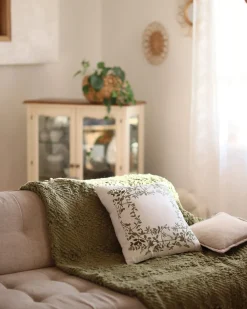 Set di 2 cuscini ZALEYA Cotone 45 x 45 cm Bianco Trama floreale