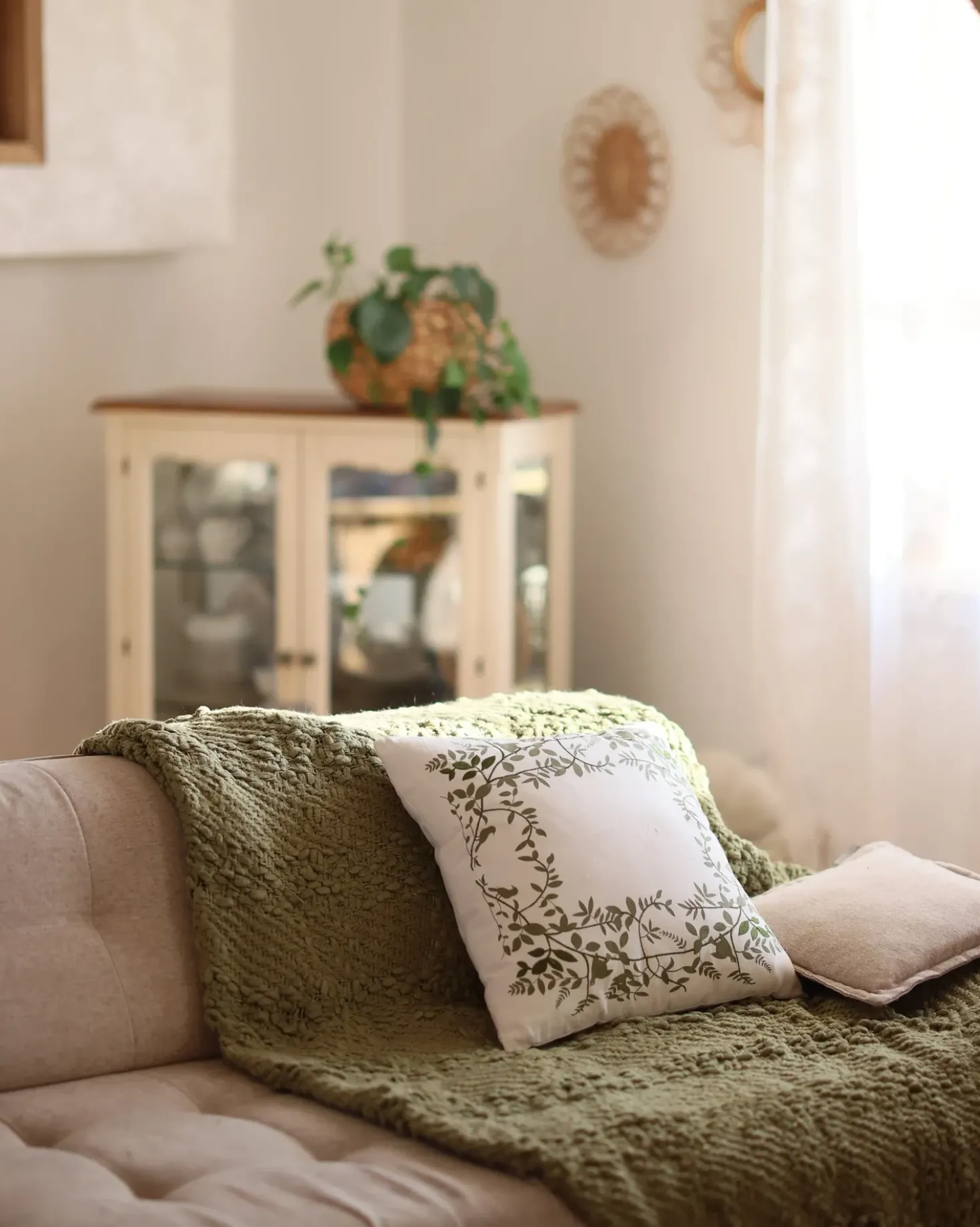 Set di 2 cuscini ZALEYA Cotone 45 x 45 cm Bianco Trama floreale