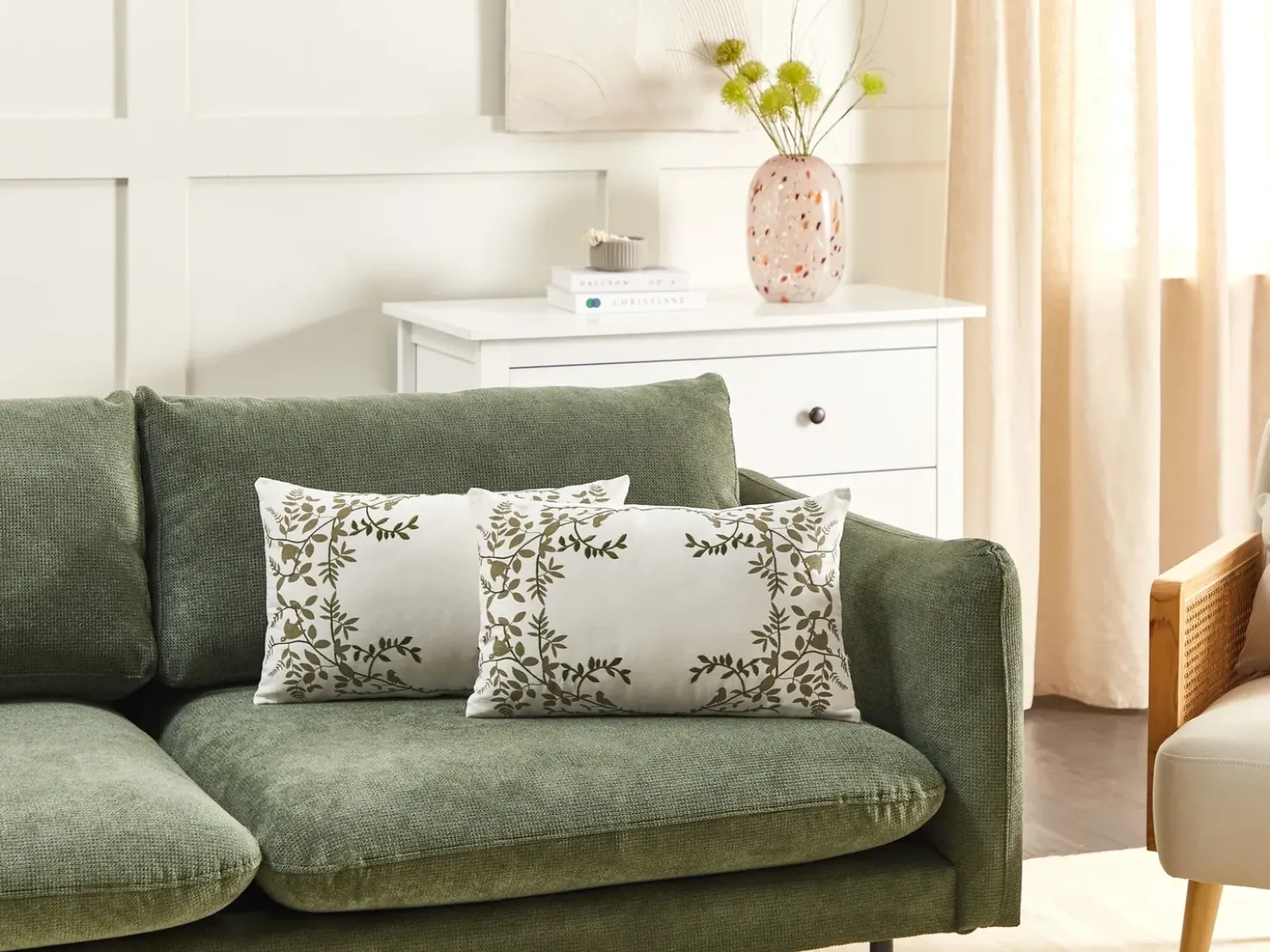 Set di 2 cuscini ZALEYA Cotone 30 x 50 cm Bianco Trama floreale