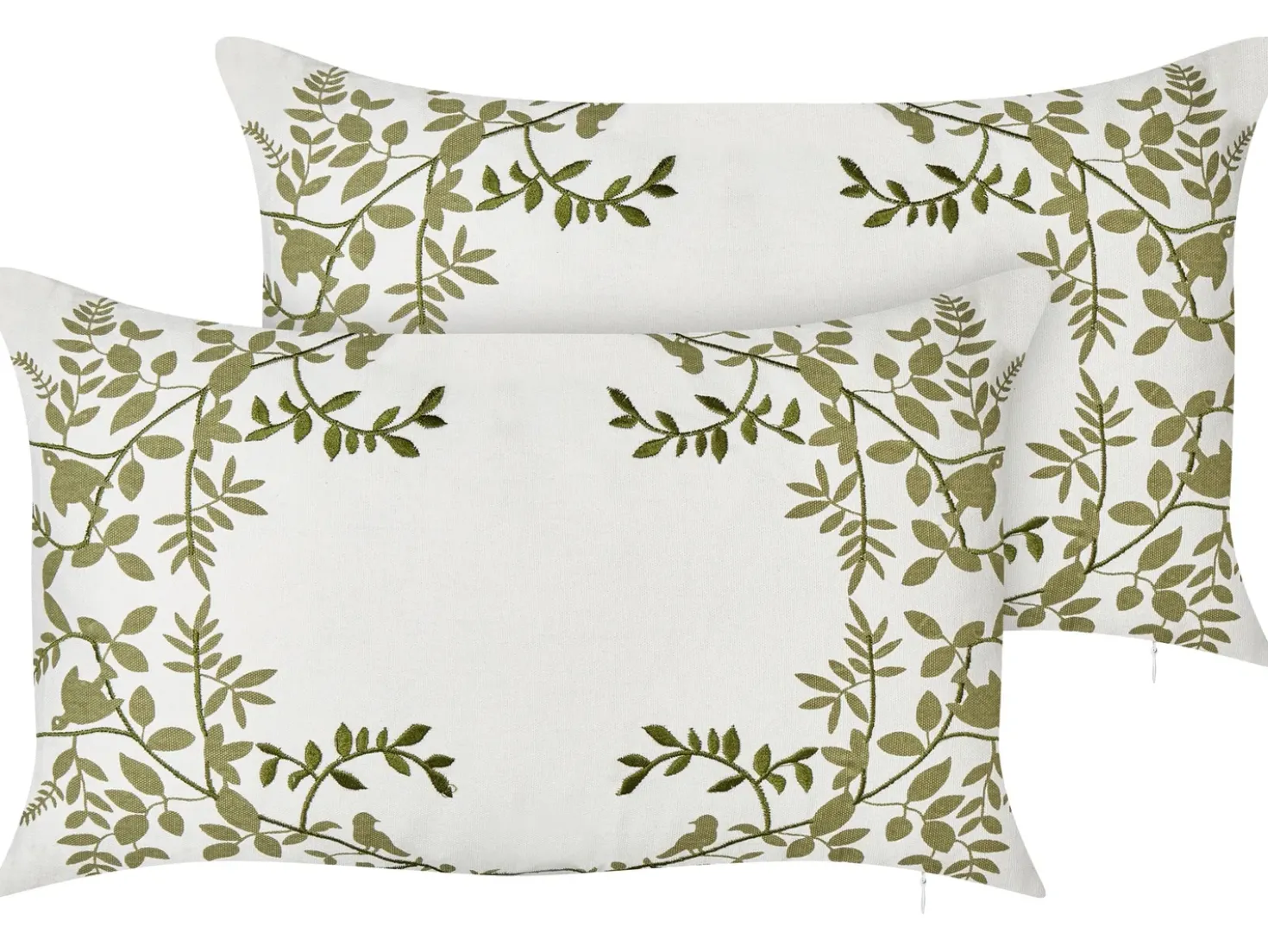 Set di 2 cuscini ZALEYA Cotone 30 x 50 cm Bianco Trama floreale