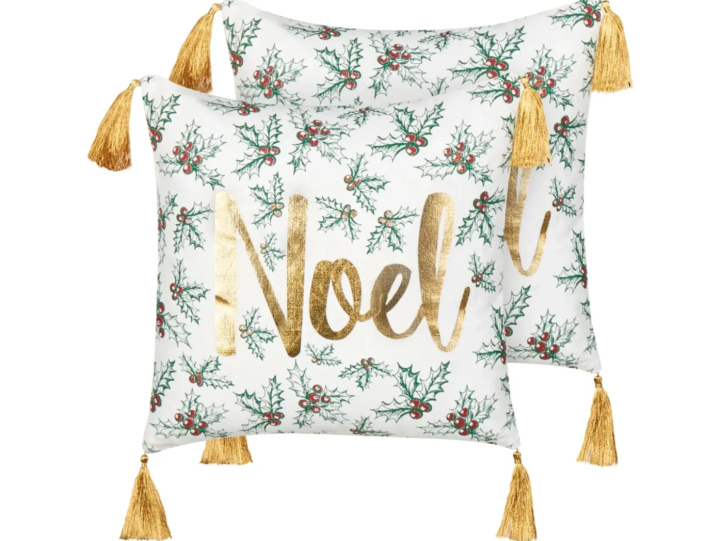Set di 2 cuscini ZAMIA Cotone 45 x 45 cm Bianco Modello natalizio
